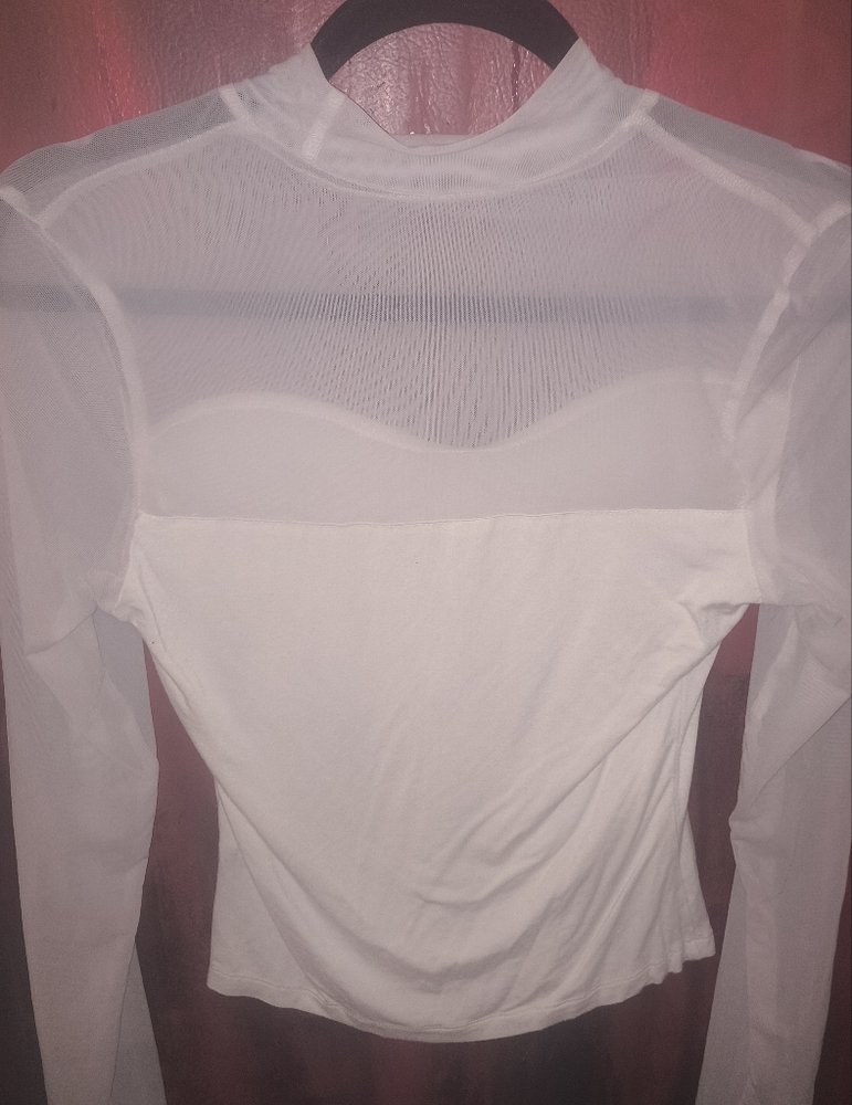 Sheer white long sleeve sweetheart sheer longsleeve